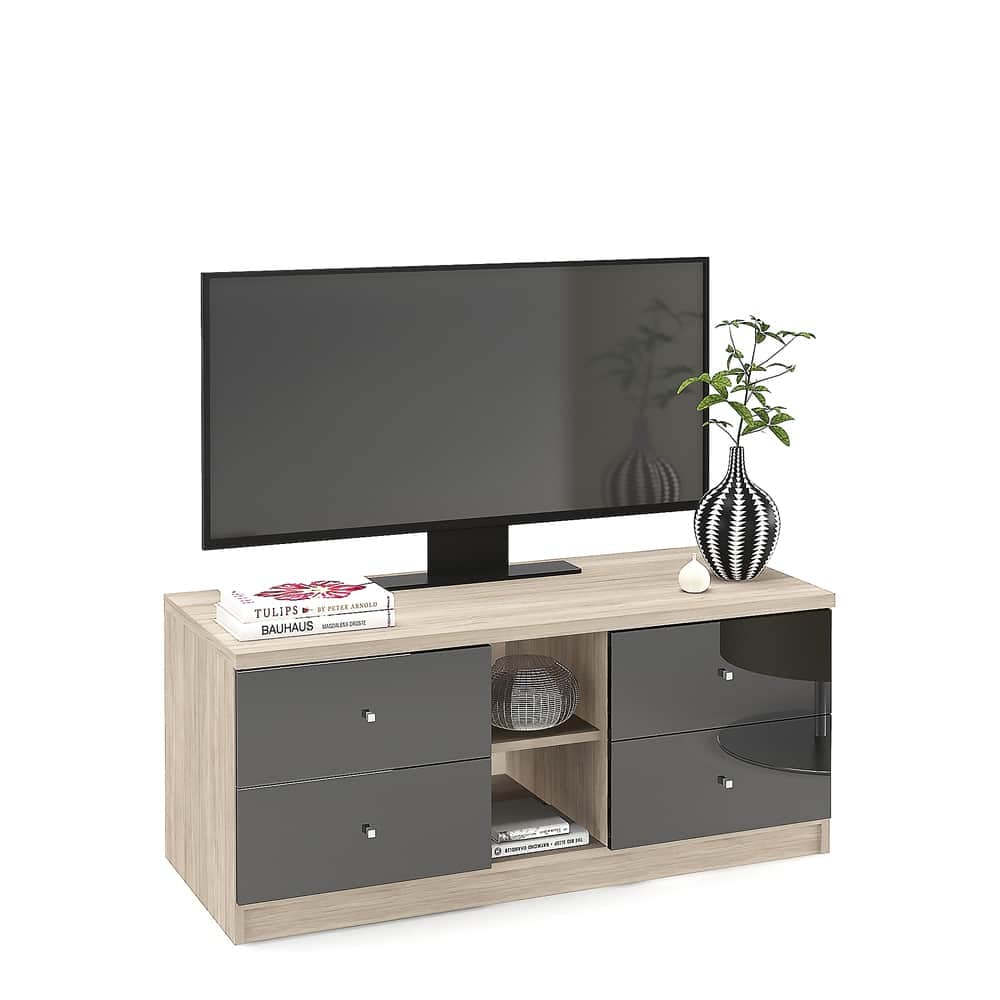 Comoda MODUS 4 sertare, Oak, Negru Gloss