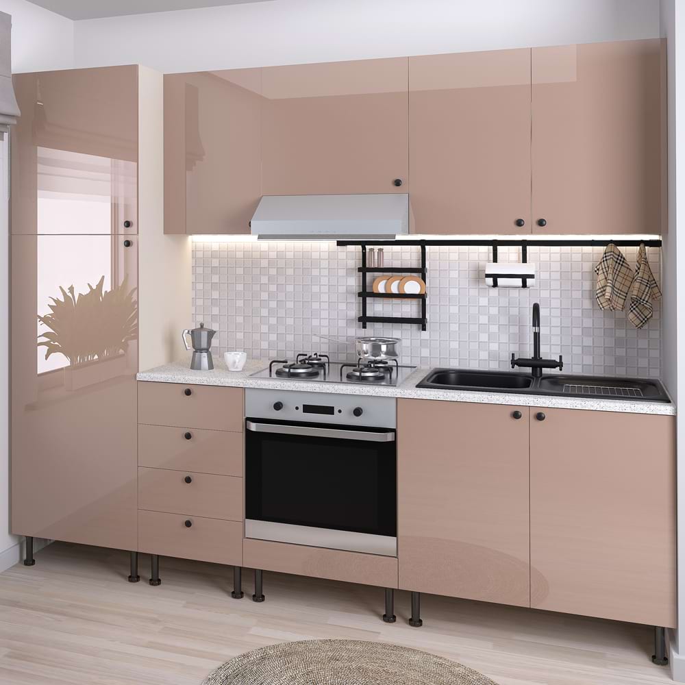 Mobila bucatarie STYLE A255, MDF Cappuccino Gloss