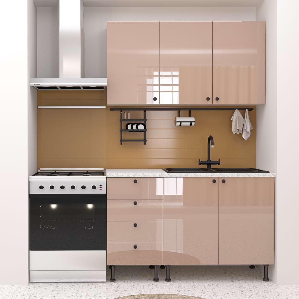 Mobila bucatarie STYLE A135, MDF Cappuccino Gloss