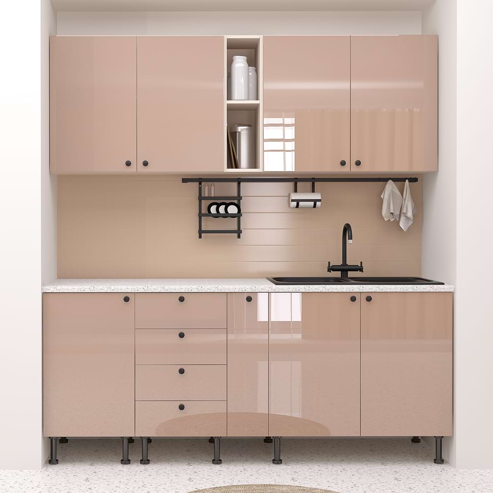 Mobila bucatarie STYLE A200, MDF Cappuccino Gloss