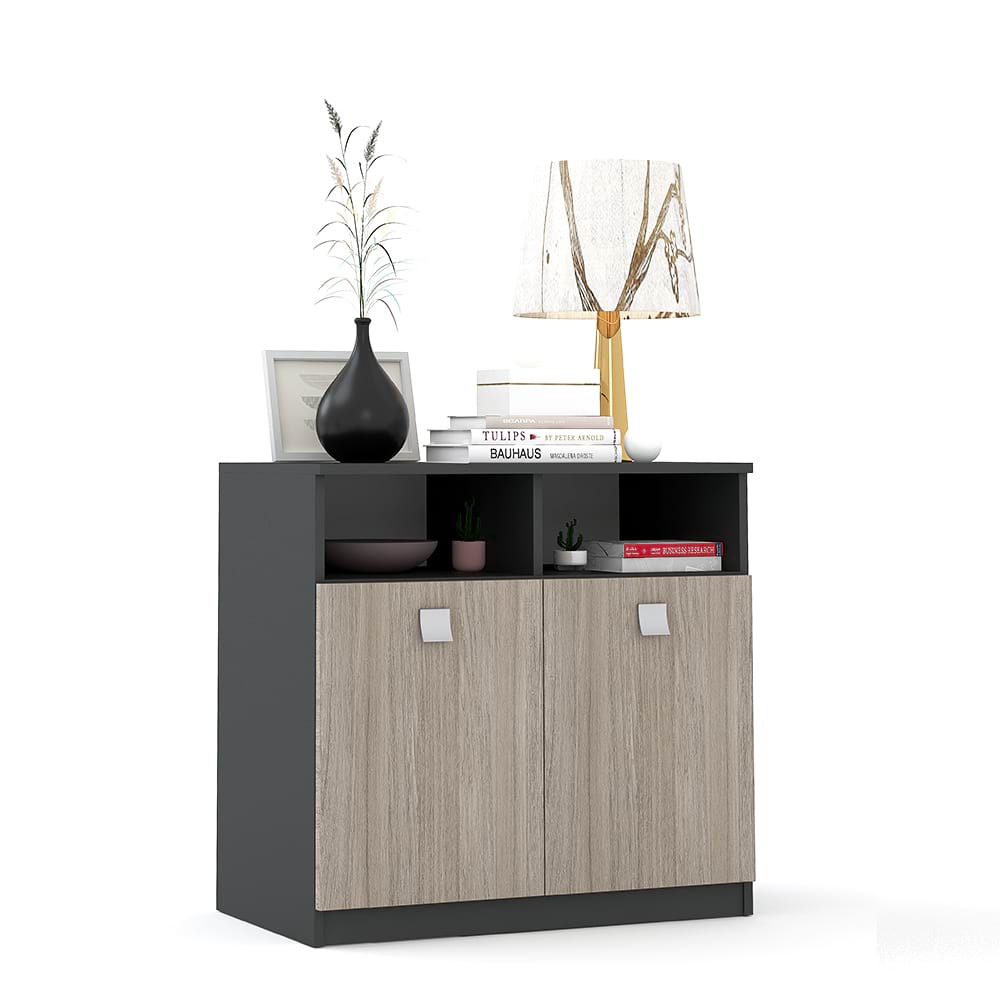 Comoda LINEA 2 usi, Antracit, Oak