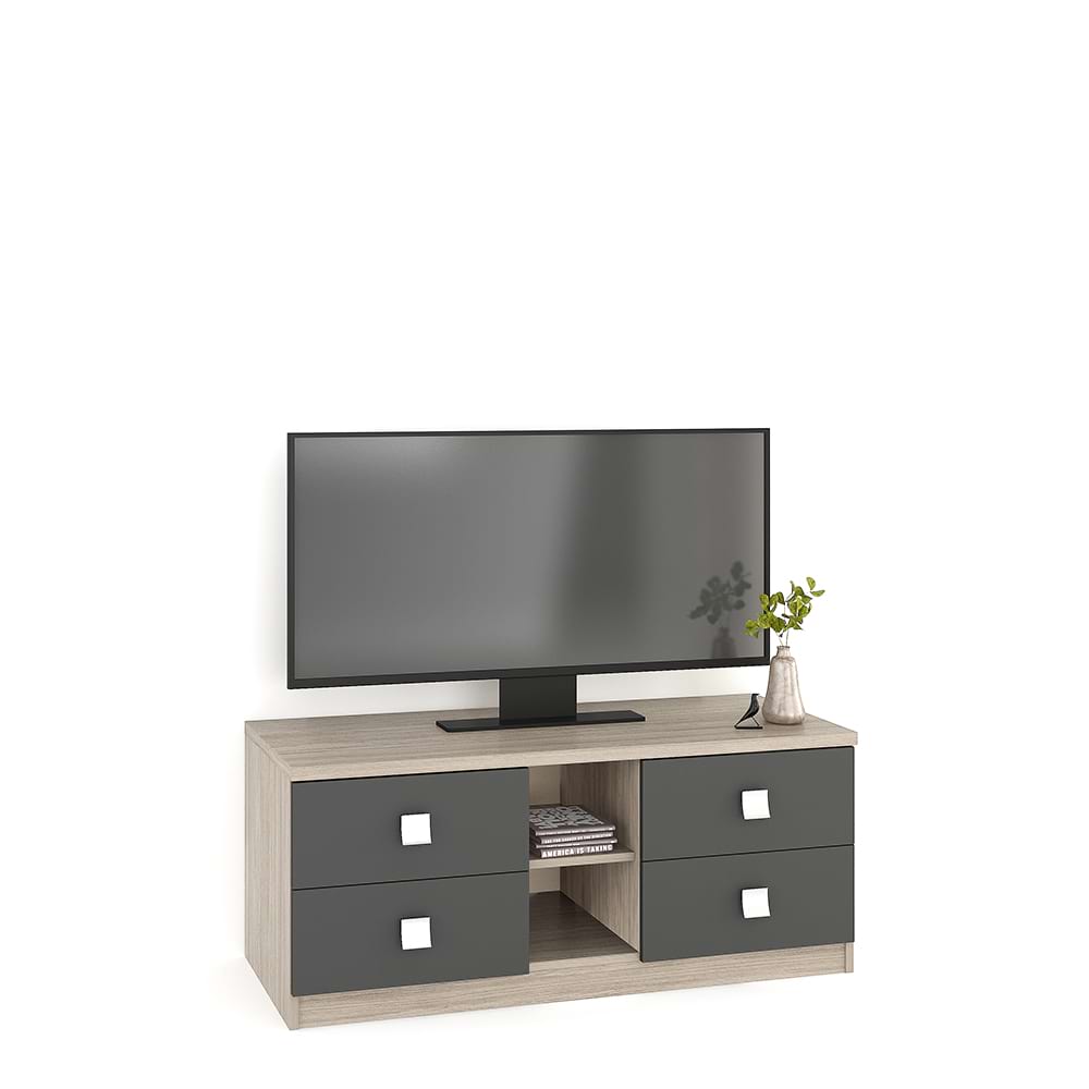 Comoda TV SYSTEM 110, 4 sertare, Oak, Antracit