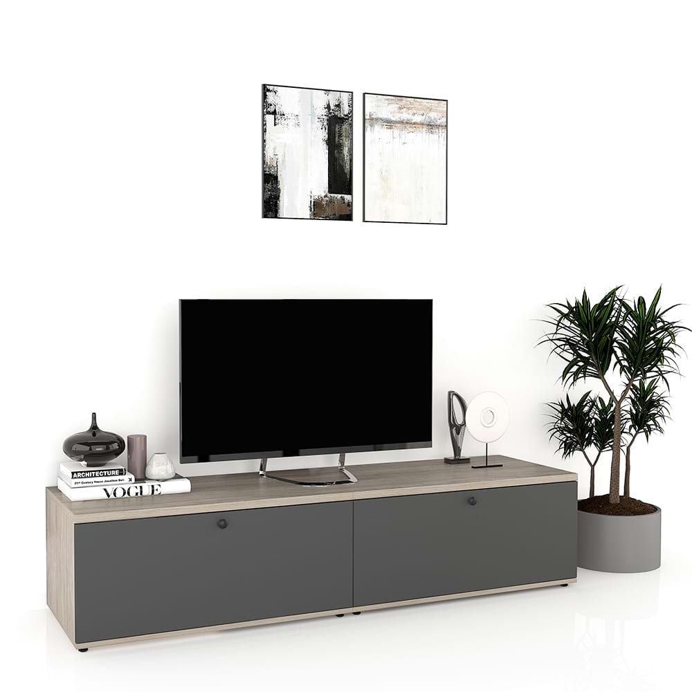 Comoda TV living CUBO 180, 2U, Clasic, Oak, Antracit