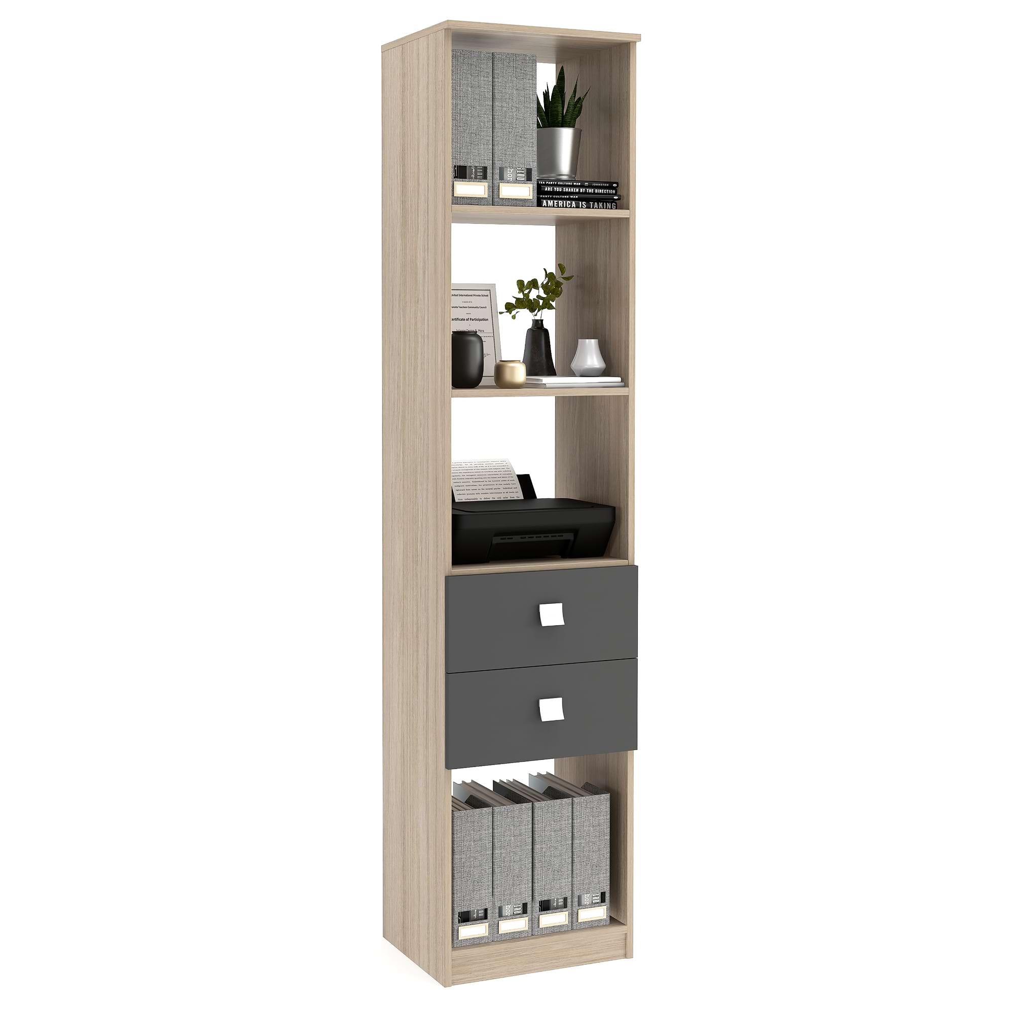 Dulap depozitare bibliorafturi LINEA 45, A37, H200, 2S, Oak, Antracit